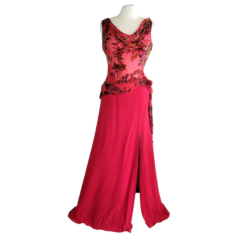 NWT VTG Giorgio Armani Black Label Red Floor Length Maxi A-Line Evening Skirt 8